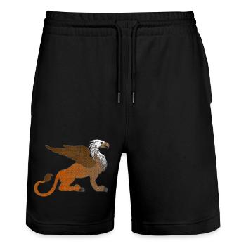 coole fantasiekleidung, Löwenwesen, märchenfigur - Stanley/Stella Unisex Bio Joggingshorts Trainer  - Schwarz - Vorne - Nik (191cm) & Marisol (170cm)