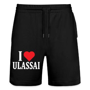 t-shirt Io amo Ulassai t-shirt Sardegna - Stanley/Stella Trainer Unisex Organic Jogging Shorts - black - Front - Nik (191cm) & Marisol (170cm)