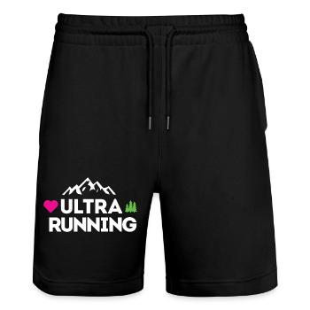 Ultra Running – Mon amour - Short de jogging bio TRAINER Stanley/Stella unisexe - noir - Devant - Nik (191cm) & Marisol (170cm)