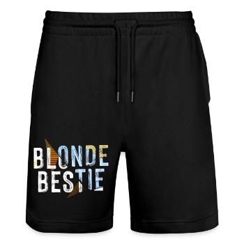Blonde Bestie für heiße Blondinen - Stanley/Stella Unisex Bio Joggingshorts Trainer  - Schwarz - Vorne - Nik (191cm) & Marisol (170cm)