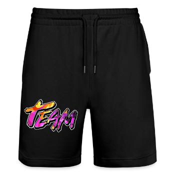 Team - Stanley/Stella Trainer Unisex Organic Jogging Shorts - black - Front - Nik (191cm) & Marisol (170cm)