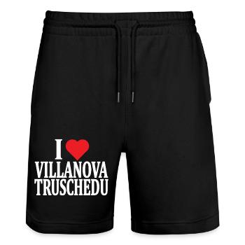 t-shirt Io amo Villanova Truschedu Sardegna - Stanley/Stella Trainer Unisex Organic Jogging Shorts - black - Front - Nik (191cm) & Marisol (170cm)