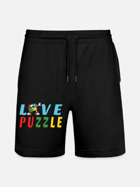 Love Puzzle - Stanley/Stella Trainer Unisex Organic Jogging Shorts - black