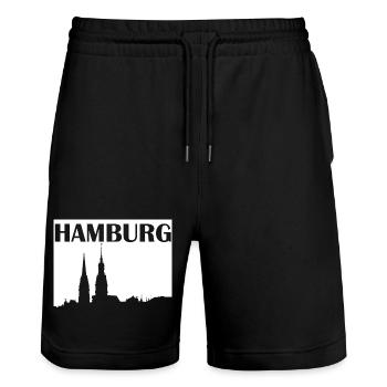 Hamburg - Stanley/Stella Trainer Unisex Organic Jogging Shorts - black - Front - Nik (191cm) & Marisol (170cm)