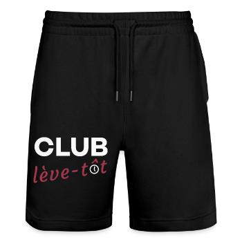 Club lève-tôt - Short de jogging bio TRAINER Stanley/Stella unisexe - noir - Devant - Nik (191cm) & Marisol (170cm)