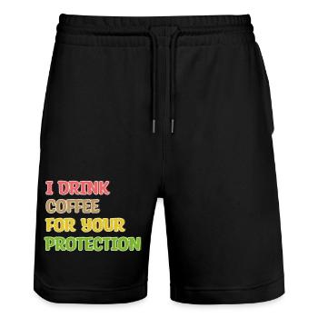Coffee Drinking Statement Coffee Drinker Humorous - Stanley/Stella Trainer Unisex Organic Jogging Shorts - black - Front - Nik (191cm) & Marisol (170cm)