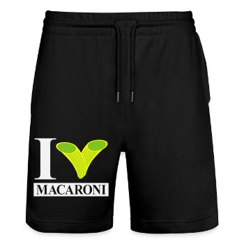 I love macaroni - Stanley/Stella Trainer Unisex Organic Jogging Shorts - black - Front - Nik (191cm) & Marisol (170cm)