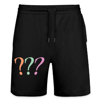Question mark - Stanley/Stella Trainer Unisex Organic Jogging Shorts - black - Front - Nik (191cm) & Marisol (170cm)