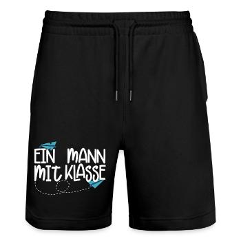 Ein Mann mit Klasse - (weiß) - Stanley/Stella Unisex Bio Joggingshorts Trainer  - Schwarz - Vorne - Nik (191cm) & Marisol (170cm)