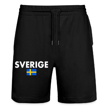 Sverige - Stanley/Stella Unisex Bio Joggingshorts Trainer  - Schwarz - Vorne - Nik (191cm) & Marisol (170cm)