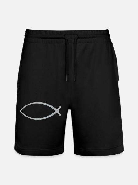 Ichtus fish silver - Stanley/Stella Trainer Unisex Organic Jogging Shorts - black