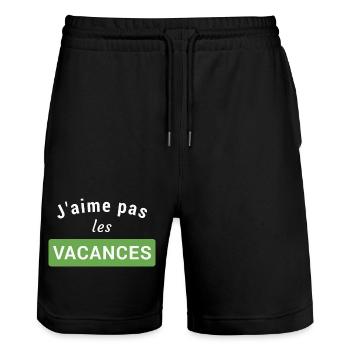 J'aime pas les vacances - Short de jogging bio TRAINER Stanley/Stella unisexe - noir - Devant - Nik (191cm) & Marisol (170cm)