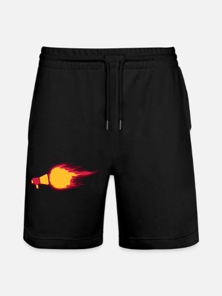 Fire Flame Megaphone Symbol - Stanley/Stella Trainer Unisex Organic Jogging Shorts - black