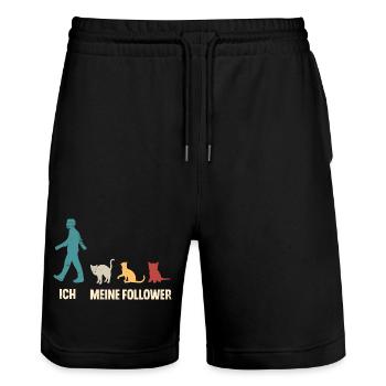 Katzen Katze Ich Und Meine Follower - Stanley/Stella Unisex Bio Joggingshorts Trainer  - Schwarz - Vorne - Nik (191cm) & Marisol (170cm)