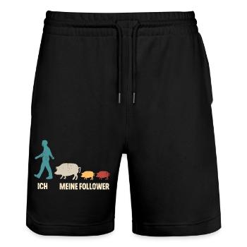 Schwein Landwirt Ich Und Meine Follower - Stanley/Stella Unisex Bio Joggingshorts Trainer  - Schwarz - Vorne - Nik (191cm) & Marisol (170cm)