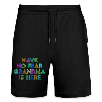 Grandma Cool Statement Grandma Grandmother Grandchild - Stanley/Stella Trainer Unisex Organic Jogging Shorts - black - Front - Nik (191cm) & Marisol (170cm)