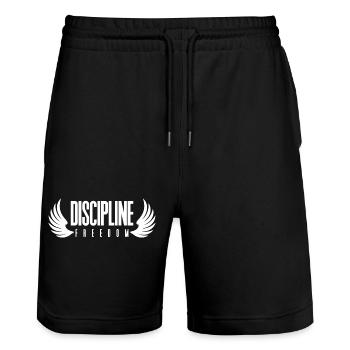 La discipline égale la liberté T-shirt Mentalité ailée - Short de jogging bio TRAINER Stanley/Stella unisexe - noir - Devant - Nik (191cm) & Marisol (170cm)