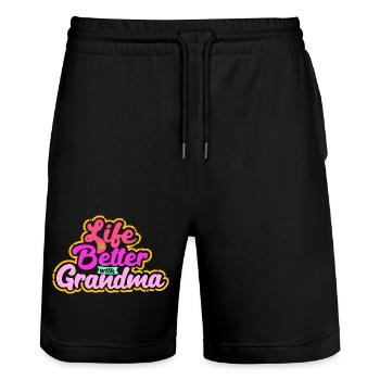 Enkelkind Oma Statement Großmutter Lieblingsoma - Stanley/Stella Unisex Bio Joggingshorts Trainer  - Schwarz - Vorne - Nik (191cm) & Marisol (170cm)