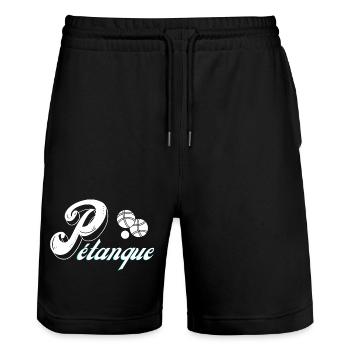 pétanque, fan de pétanque, bouliste - Short de jogging bio TRAINER Stanley/Stella unisexe - noir - Devant - Nik (191cm) & Marisol (170cm)