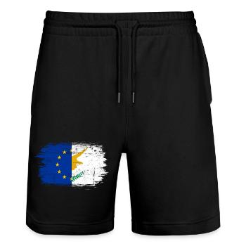 EU Unity Hand Flag Art - Stanley/Stella Trainer Unisex Organic Jogging Shorts - black - Front - Nik (191cm) & Marisol (170cm)