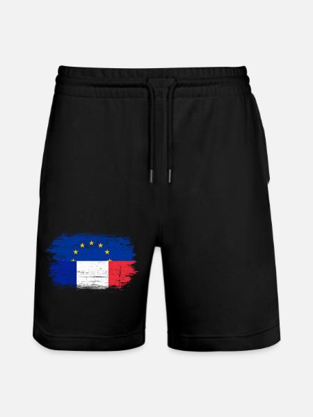Brushstroke EU France Flag Mashup - Stanley/Stella Trainer Unisex Organic Jogging Shorts - black