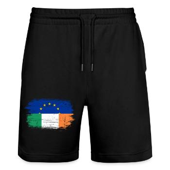 EU Italy Flag Fusion - Stanley/Stella Trainer Unisex Organic Jogging Shorts - black - Front - Nik (191cm) & Marisol (170cm)