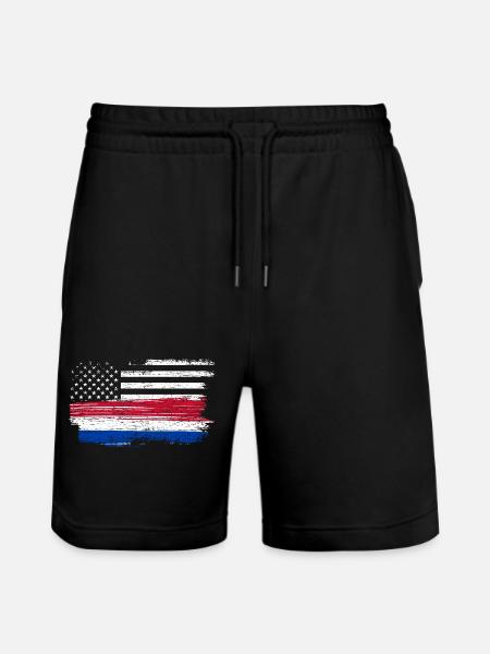 Grunge Flag Brushstroke Americana - Stanley/Stella Trainer Unisex Organic Jogging Shorts - black