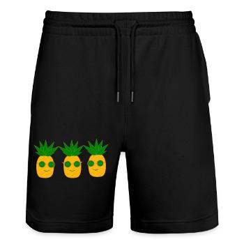 T-shirt d’été Ananas avec lunettes de soleil - Short de jogging bio TRAINER Stanley/Stella unisexe - noir - Devant - Nik (191cm) & Marisol (170cm)