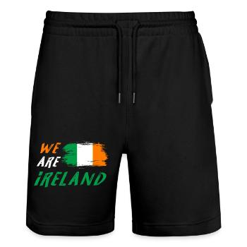 Nous sommes la conception des drapeaux d'Irlande - Short de jogging bio TRAINER Stanley/Stella unisexe - noir - Devant - Nik (191cm) & Marisol (170cm)