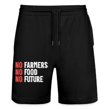 Sustainable agriculture illustration - Stanley/Stella Trainer Unisex Organic Jogging Shorts - black - Front - Nik (191cm) & Marisol (170cm)
