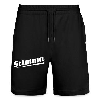 Grimma - Textdesign mit Stadtnamen - Stanley/Stella Unisex Bio Joggingshorts Trainer  - Schwarz - Vorne - Nik (191cm) & Marisol (170cm)