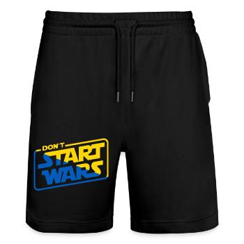 Support Ukraine I stand with Ukraine no war - Stanley/Stella Trainer Unisex Organic Jogging Shorts - black - Front - Nik (191cm) & Marisol (170cm)