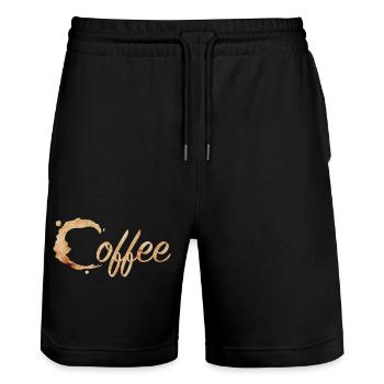Café Tache Typographie Café - Short de jogging bio TRAINER Stanley/Stella unisexe - noir - Devant - Nik (191cm) & Marisol (170cm)