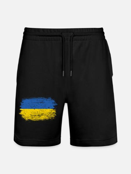 Ukraine Flag Brush Stroke - Stanley/Stella Trainer Unisex Organic Jogging Shorts - black