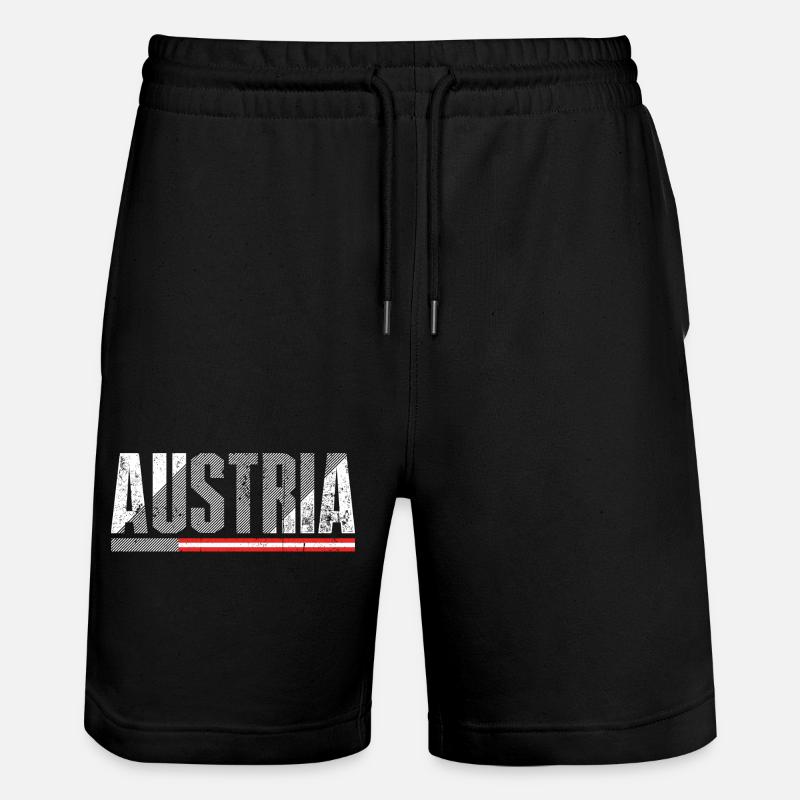 Austria Bold Distressed Flag - Stanley/Stella Trainer Unisex Organic Jogging Shorts - black