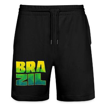 Lettrage brésilien aux couleurs nationales - Short de jogging bio TRAINER Stanley/Stella unisexe - noir - Devant - Nik (191cm) & Marisol (170cm)