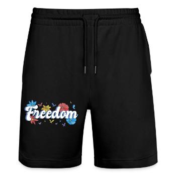 Liberté Fleurs Papillons Liberté Design - Short de jogging bio TRAINER Stanley/Stella unisexe - noir - Devant - Nik (191cm) & Marisol (170cm)