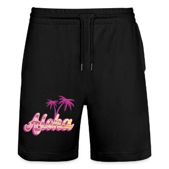 Aloha Palm - Stanley/Stella Trainer Unisex Organic Jogging Shorts - black - Front - Nik (191cm) & Marisol (170cm)