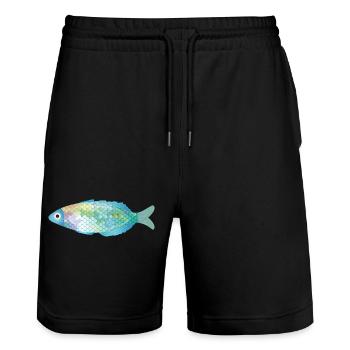 The colorful fish shines in delicate colors - Stanley/Stella Trainer Unisex Organic Jogging Shorts - black - Front - Nik (191cm) & Marisol (170cm)
