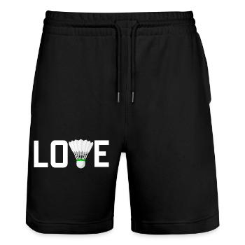 Badminton Amour - Short de jogging bio TRAINER Stanley/Stella unisexe - noir - Devant - Nik (191cm) & Marisol (170cm)