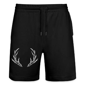 Deer Antlers October-fest Party - Stanley/Stella Trainer Unisex Organic Jogging Shorts - black - Front - Nik (191cm) & Marisol (170cm)