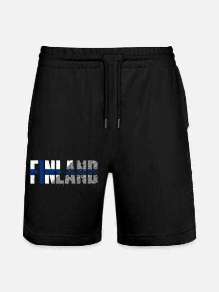 Finland Nordic Flag Stripe - Stanley/Stella Trainer Unisex Organic Jogging Shorts - black