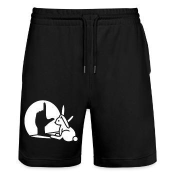 Kaninchen Schatten Hand, LOSER Zeichen Verlierer - Stanley/Stella Unisex Bio Joggingshorts Trainer  - Schwarz - Vorne - Nik (191cm) & Marisol (170cm)