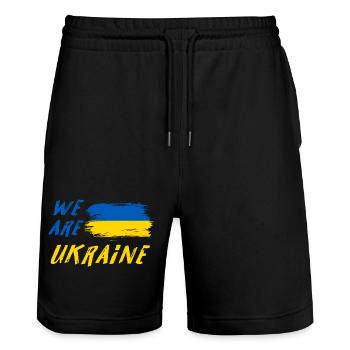 nous sommes l'Ukraine - Short de jogging bio TRAINER Stanley/Stella unisexe - noir - Devant - Nik (191cm) & Marisol (170cm)