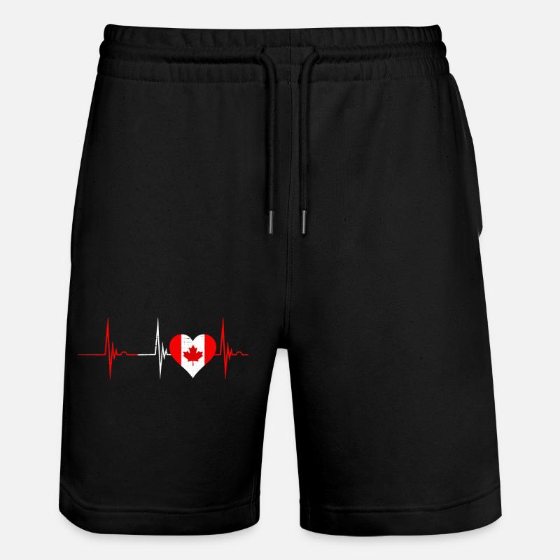 Kanada Herzschlag - Stanley/Stella Unisex Bio Joggingshorts Trainer  - Schwarz