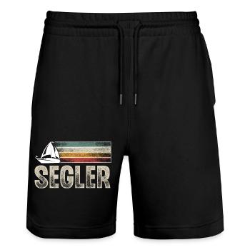 Segeln Segler Segelboot Retro Vintage - Stanley/Stella Unisex Bio Joggingshorts Trainer  - Schwarz - Vorne - Nik (191cm) & Marisol (170cm)