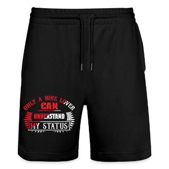 Nur ein Fahrradliebhaber versteht meinen Status - Stanley/Stella Unisex Bio Joggingshorts Trainer  - Schwarz - Vorne - Nik (191cm) & Marisol (170cm)