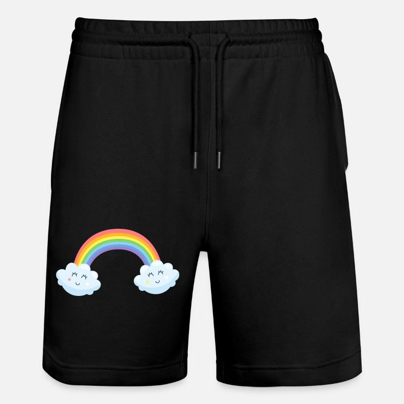 Whimsical Rainbow Clouds - Stanley/Stella Trainer Unisex Organic Jogging Shorts - black