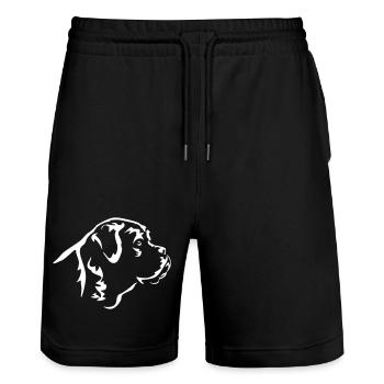 Bordeaux Great Dane Head "Black Edition" - Stanley/Stella Trainer Unisex Organic Jogging Shorts - black - Front - Nik (191cm) & Marisol (170cm)