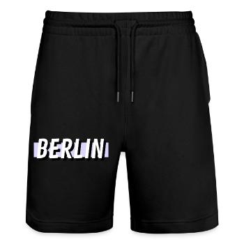Berlin - Stanley/Stella Unisex Bio Joggingshorts Trainer  - Schwarz - Vorne - Nik (191cm) & Marisol (170cm)
